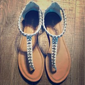 White Thong Sandal with back zip